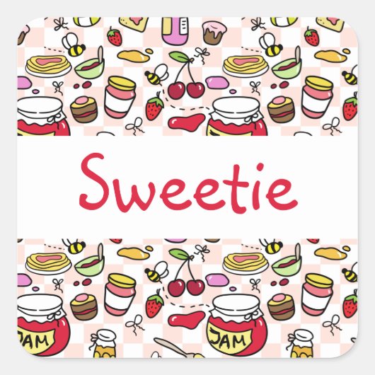 Jam sticker met tekst (bewerkbare tekst) (Voorkant)