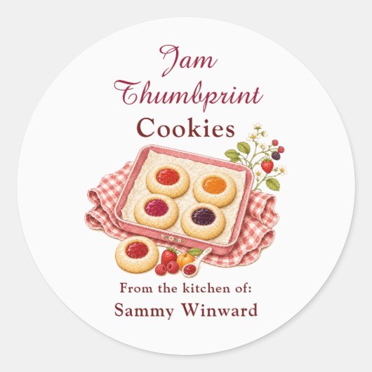Jam Thumbprint Koekje Cadeau Label (Voorkant)