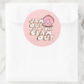 JAM UIT MET JE CLAM UIT RONDE STICKER (Tas)