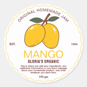 Jam van Vintage Fruit Mango Thuisproduct Ronde Sticker