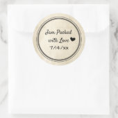 jam verpakt met een liefdesbliksetiket ronde sticker (Tas)