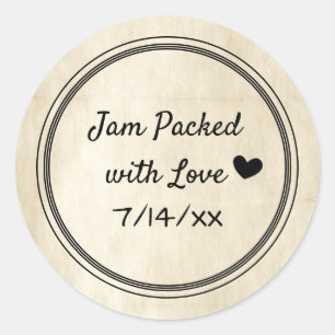 jam verpakt met een liefdesbliksetiket ronde sticker