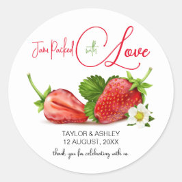 Jam Verpakt met Liefde Aardbei Fruit | Bruiloft Ronde Sticker