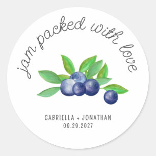 Jam Verpakt Met Liefde Blueberry Jam Wedding Favor Ronde Sticker