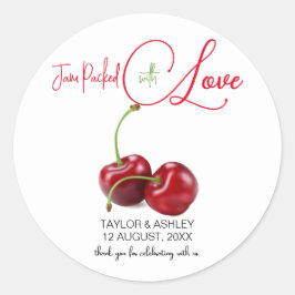 Jam Verpakt met Liefde Cherry Fruit Bruiloft Ronde Sticker