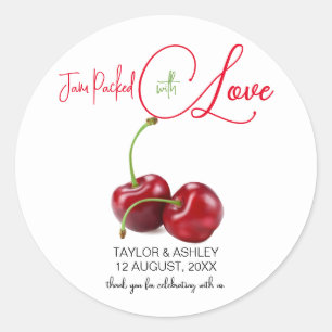 Jam Verpakt met Liefde Cherry Fruit Bruiloft Ronde Sticker