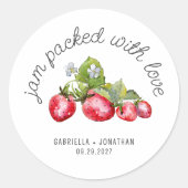 Jam Verpakt Met Liefde Strawberry Jam Wedding Favo Ronde Sticker (Voorkant)