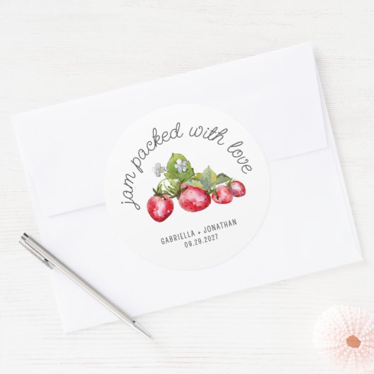 Jam Verpakt Met Liefde Strawberry Jam Wedding Favo Ronde Sticker (Envelop)