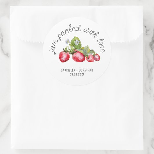 Jam Verpakt Met Liefde Strawberry Jam Wedding Favo Ronde Sticker (Tas)