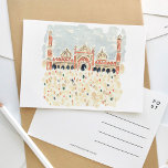 Jama Masjid Delhi India Muslim Waterverf Travel Uitnodiging Briefkaart<br><div class="desc">Een prachtig geschilderd waterverf briefkaart met de moslimmoskee Jama Masjid van Delhi,  India.</div>