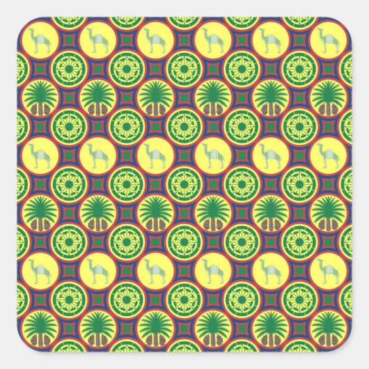 Jamahiri ® Libya | Africa Pattern Vierkante Sticker (Voorkant)