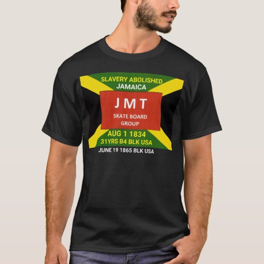 JAMAICA 1 AUG. 1834. VRIJ Basis Donker T-Shirt (Voorkant)