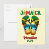 Jamaica 2024 Flip Flop Vakantie Tropisch Strand  Briefkaart (Voorkant / Achterkant)