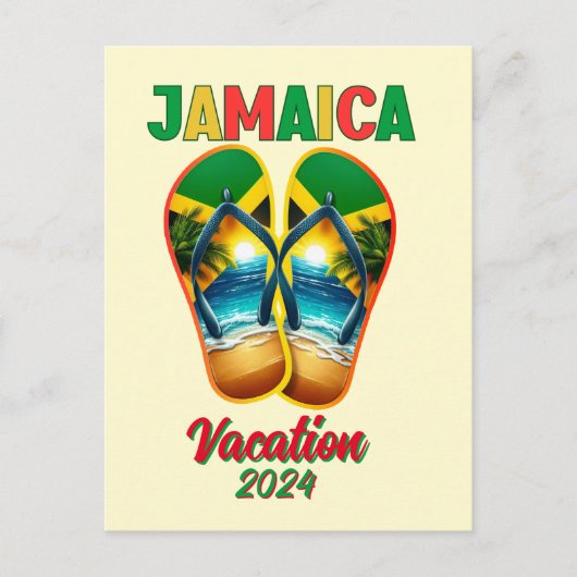 Jamaica 2024 Flip Flop Vakantie Tropisch Strand  Briefkaart (Voorkant)