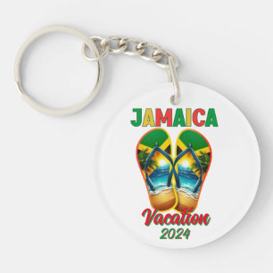 Jamaica 2024 Flip Flop Vakantie Tropisch Strand Sleutelhanger