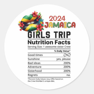 Jamaica 2024 Girls' Trip Vier Vriendschap Ronde Sticker