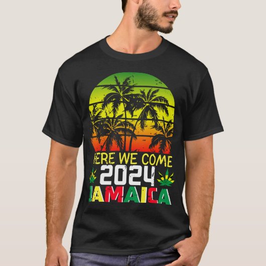 Jamaica 2024 Hier komen we Mannen T-shirt (Voorkant)