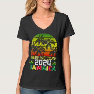 Jamaica 2024 Hier komen we Vrouwen Basic V-hals T-shirt