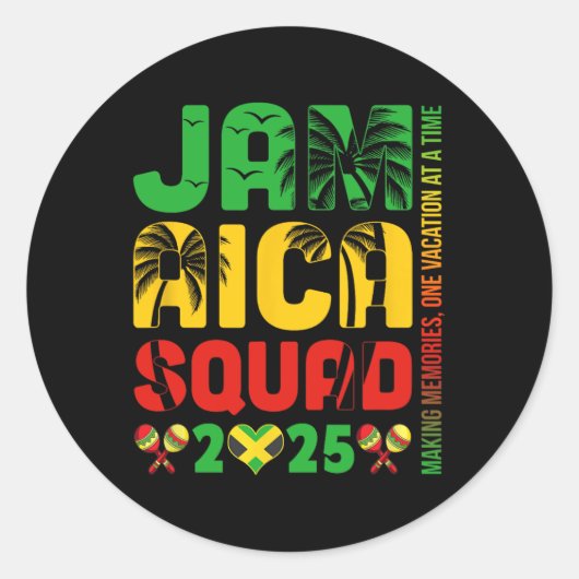 Jamaica 2025 Vakantie reis Matching Family Squad G Ronde Sticker (Voorkant)