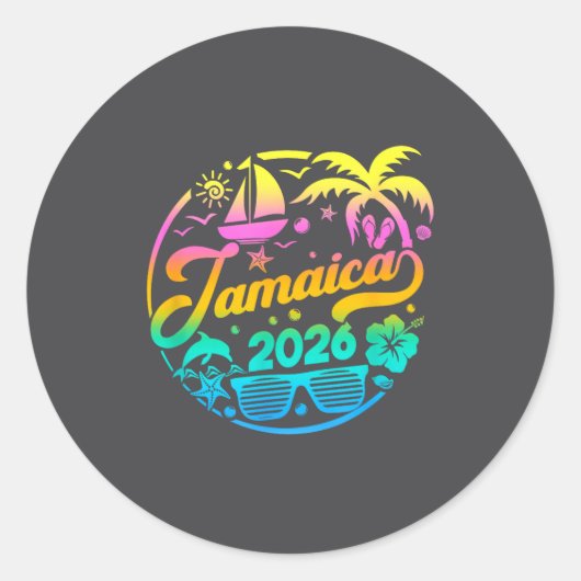 Jamaica 2026 Family Vacation Beach Matching Group  Ronde Sticker (Voorkant)