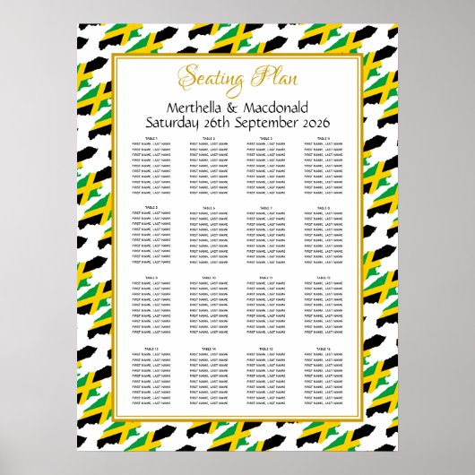 JAMAICA Aangepaste bruiloft Opvang 160 Zitplaatsen Poster (Voorkant)