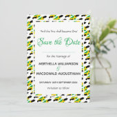 JAMAICA Aangepaste Huwelijksviering Schriftlezing Save The Date (Staand voorkant)