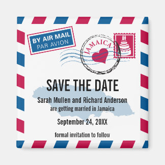 Jamaica Air Mail Bruiloft Save the Date Magneet