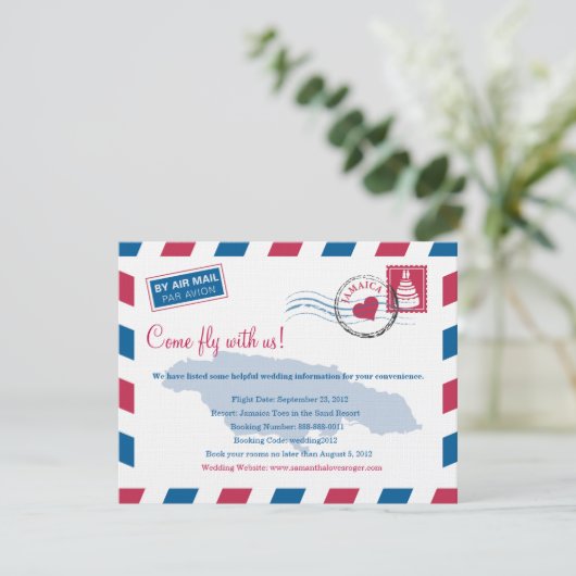 Jamaica Air Mail Wedding Reisinformatie Informatiekaartje (Staand voorkant)