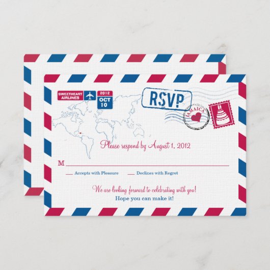 JAMAICA Air Mail Wedding RSVP (Voorkant / Achterkant)