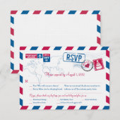 JAMAICA Air Mail Wedding RSVP Kaartje (Voorkant / Achterkant)