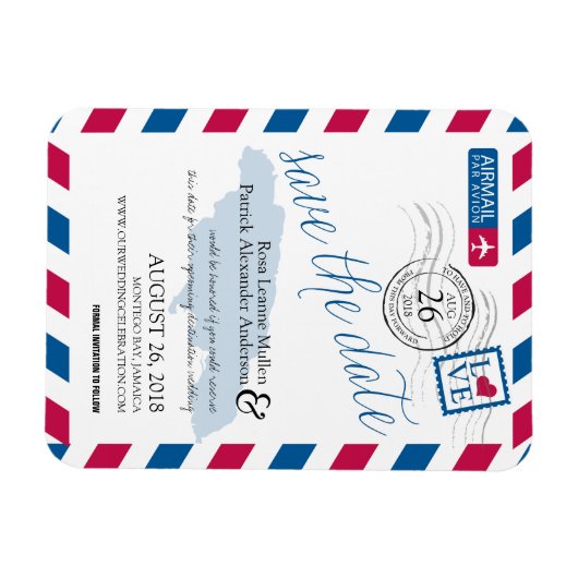 JAMAICA Airmail De datum opslaan Magneet (Horizontaal)