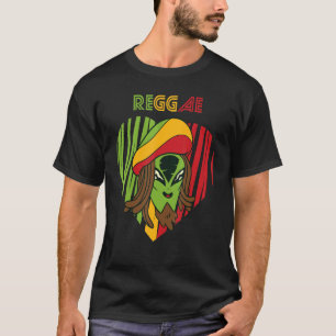 Jamaica Alien Reggae Heart Rasta Souvenir Rastafar T-shirt