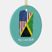 Jamaica American Flag Ja, ik ben allebei Jamaicaan Keramisch Ornament (Rechts)