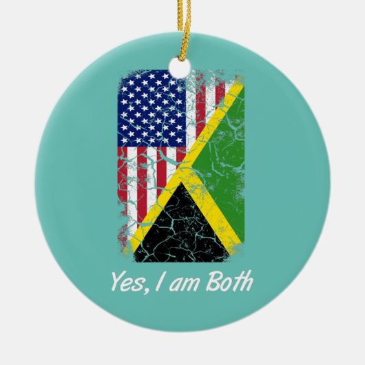Jamaica American Flag Ja, ik ben allebei Jamaicaan Keramisch Ornament (Voorkant)