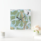 Jamaica Bay New York Chart Vierkante Klok (Huis)