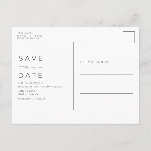 Jamaica Beach Destination Wedding Save the Date Aankondigingskaart (Achterkant)