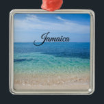 Jamaica Beach Metalen Ornament<br><div class="desc">Een prachtige oceaangolf die op een strand in Jamaica op het Caraïbisch Zee stroomt</div>