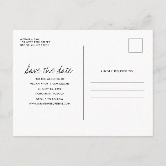 Jamaica Beach Wedding Bewaar de datum Aankondigingskaart (Achterkant)