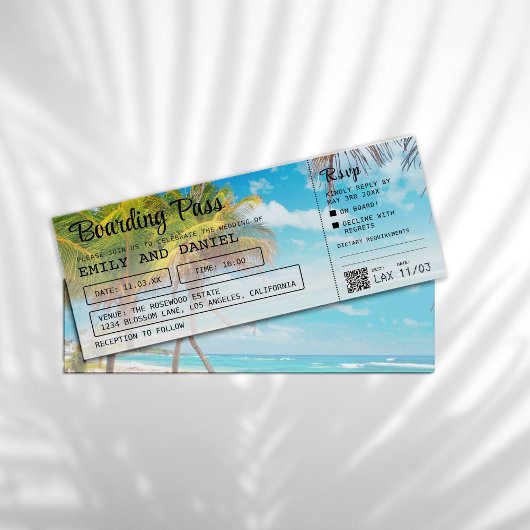 Jamaica Bestemming Boarding Pass Bruiloft Kaart