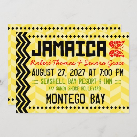 JAMAICA-bestemmingsuitnodiging Kaart (Voorkant / Achterkant)