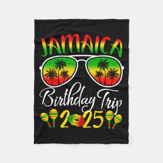Jamaica Birthday Trip 2025 Funny Family Matching  Fleece Deken (Voorkant)