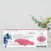 Jamaica Blue/Pink Palm Tree Anchor Boarding Pass Kaart (Staand voorkant)