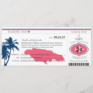 Jamaica Blue/Pink Palm Tree Anchor Boarding Pass Kaart