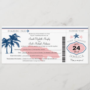 Jamaica Boarding Pass Wedding Kaart