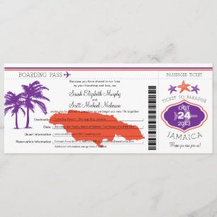Jamaica Boarding Pass Wedding Kaart