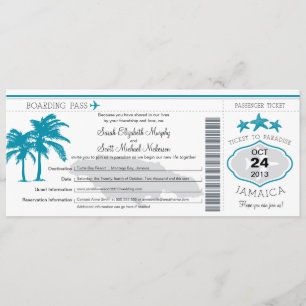 Jamaica Boarding Pass Wedding Kaart
