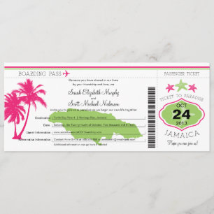 Jamaica Boarding Pass Wedding Kaart