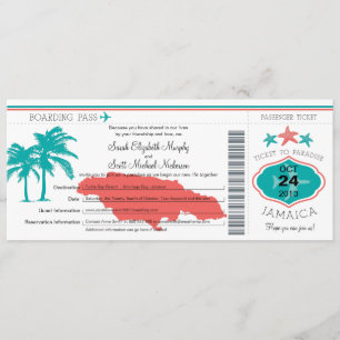 Jamaica Boarding Pass Wedding Kaart