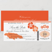 Jamaica Boarding Pass Wedding Save the Date (Voorkant / Achterkant)