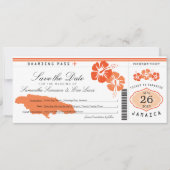 Jamaica Boarding Pass Wedding Save the Date (Voorkant)